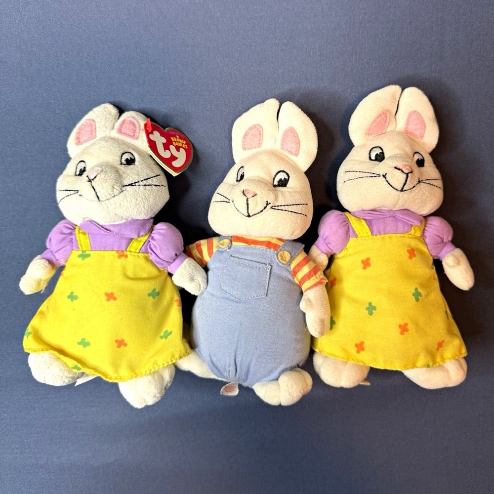 Ty Max & Ruby Beanbag Plush Lot Stuffed Animals Age 3-4 Years 4-7